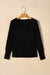 Black ribbed top with bishop sleeves and round neck