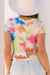 T-shirt court multicolore en maille florale *