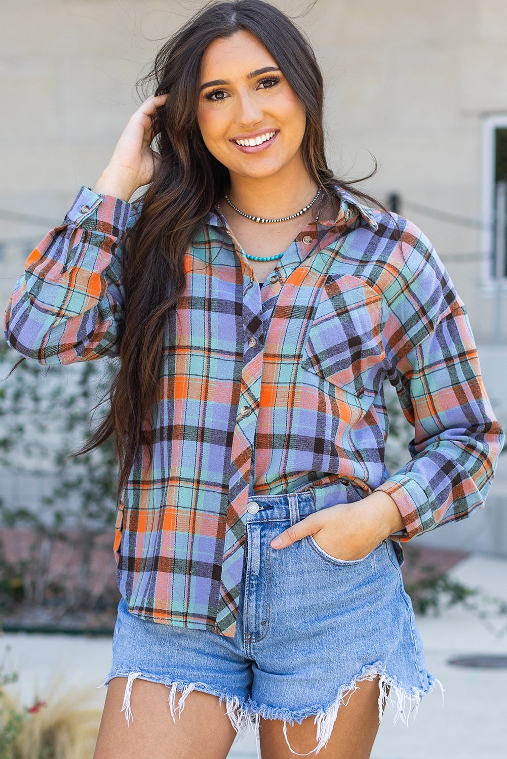 Camicia vintage sciolta stampa arancione