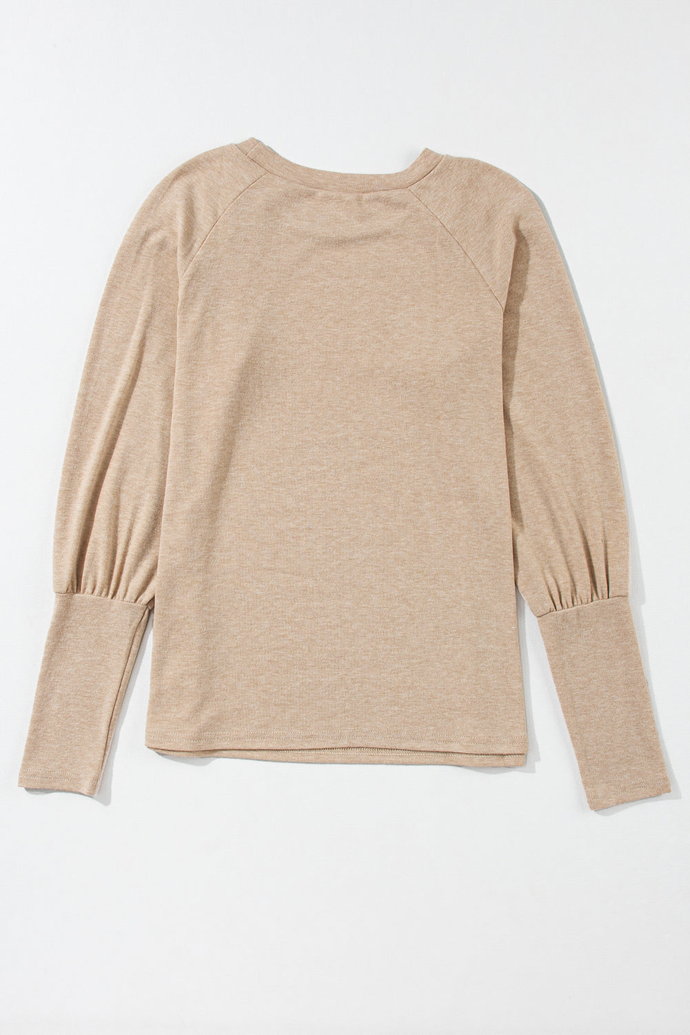 Haut en tricot kaki pâle uni froncé *