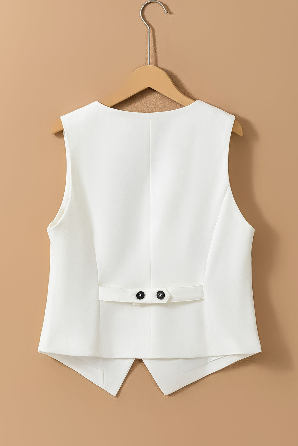 White costume vest with united buttoned V -neck colored