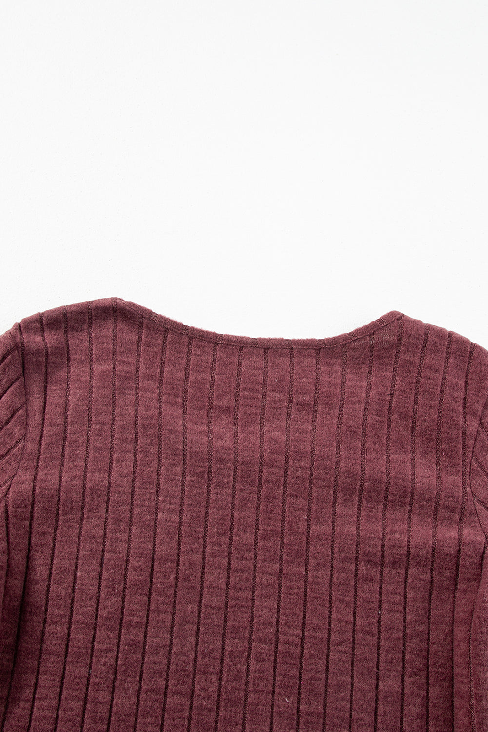 Mineral Red Ribbed Bishop Sleeve Round Neck Top