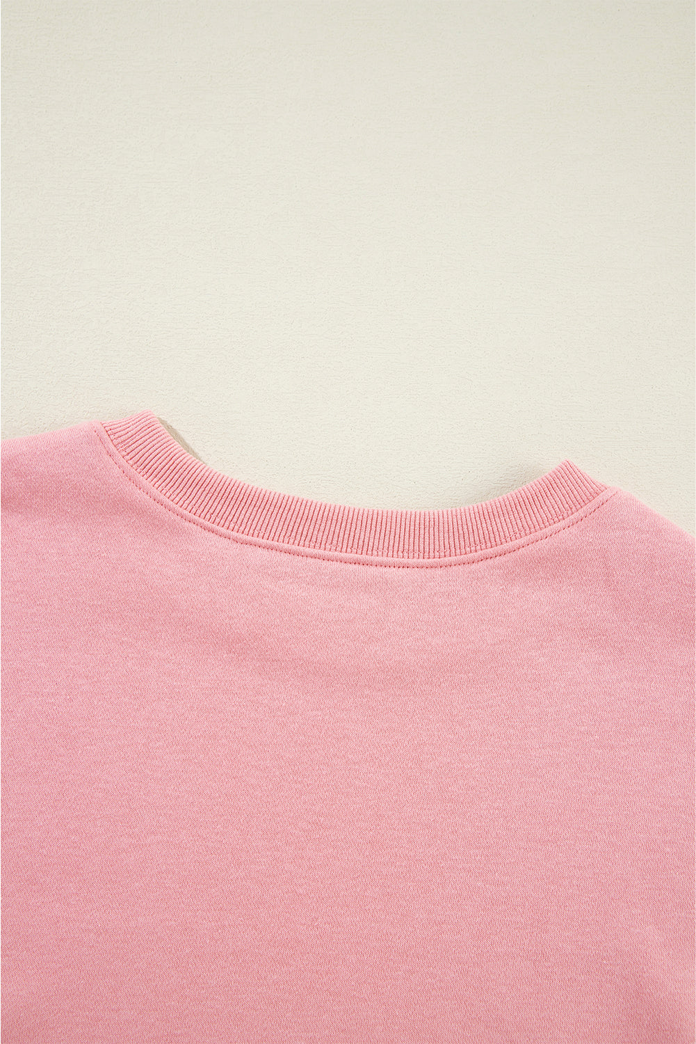 Pink Solid Classic Crewneck Pullover Sweatshirt