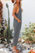 Grey Textured Sleeveless V-Neck Pockets Casual Jumpsuit