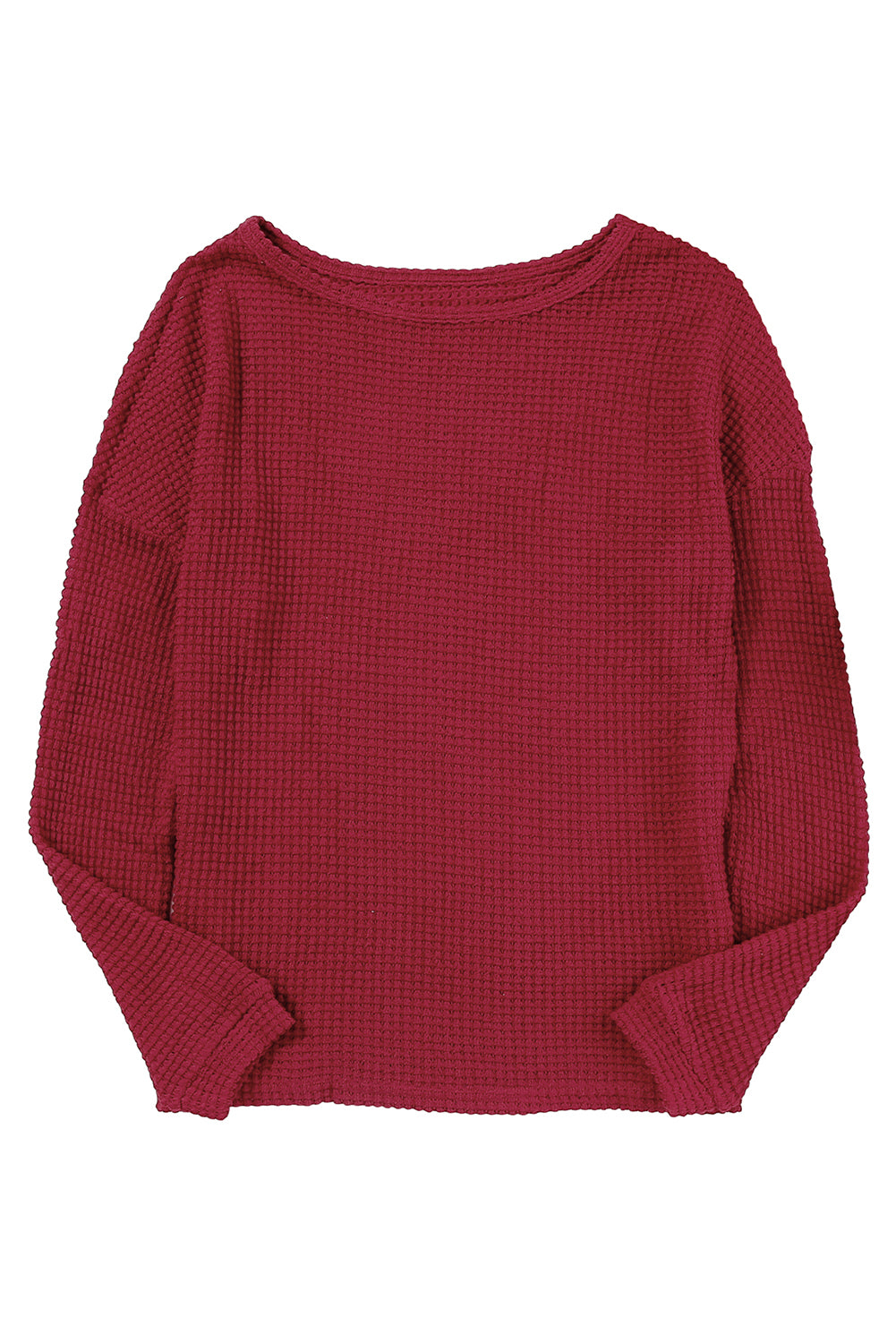 Haut à manches longues en tricot gaufré rouge vif