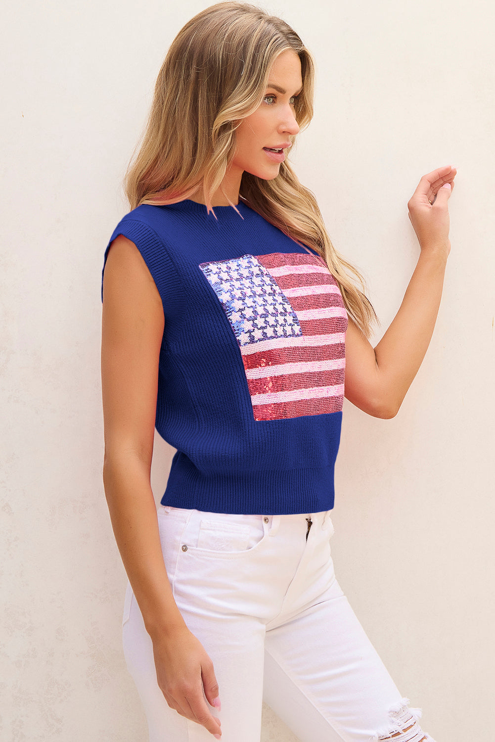 Bleui sparkling American flag knitted