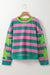 Pink striped and star patchwork crew neck sweatshirt