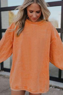 Orange corduroy oversized sweatshirt