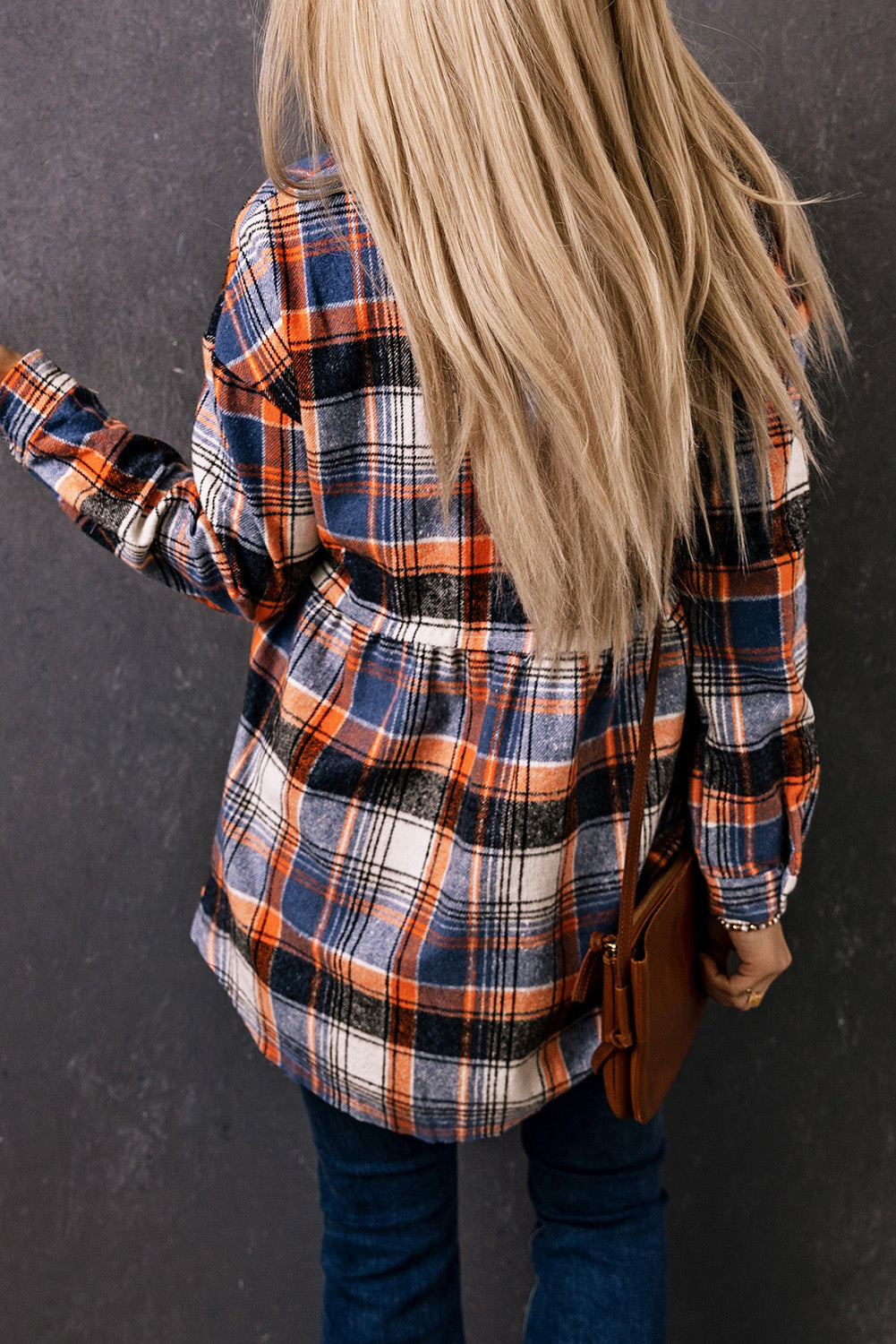 Chaqueta estilo camisa con volantes y botones a cuadros multicolores