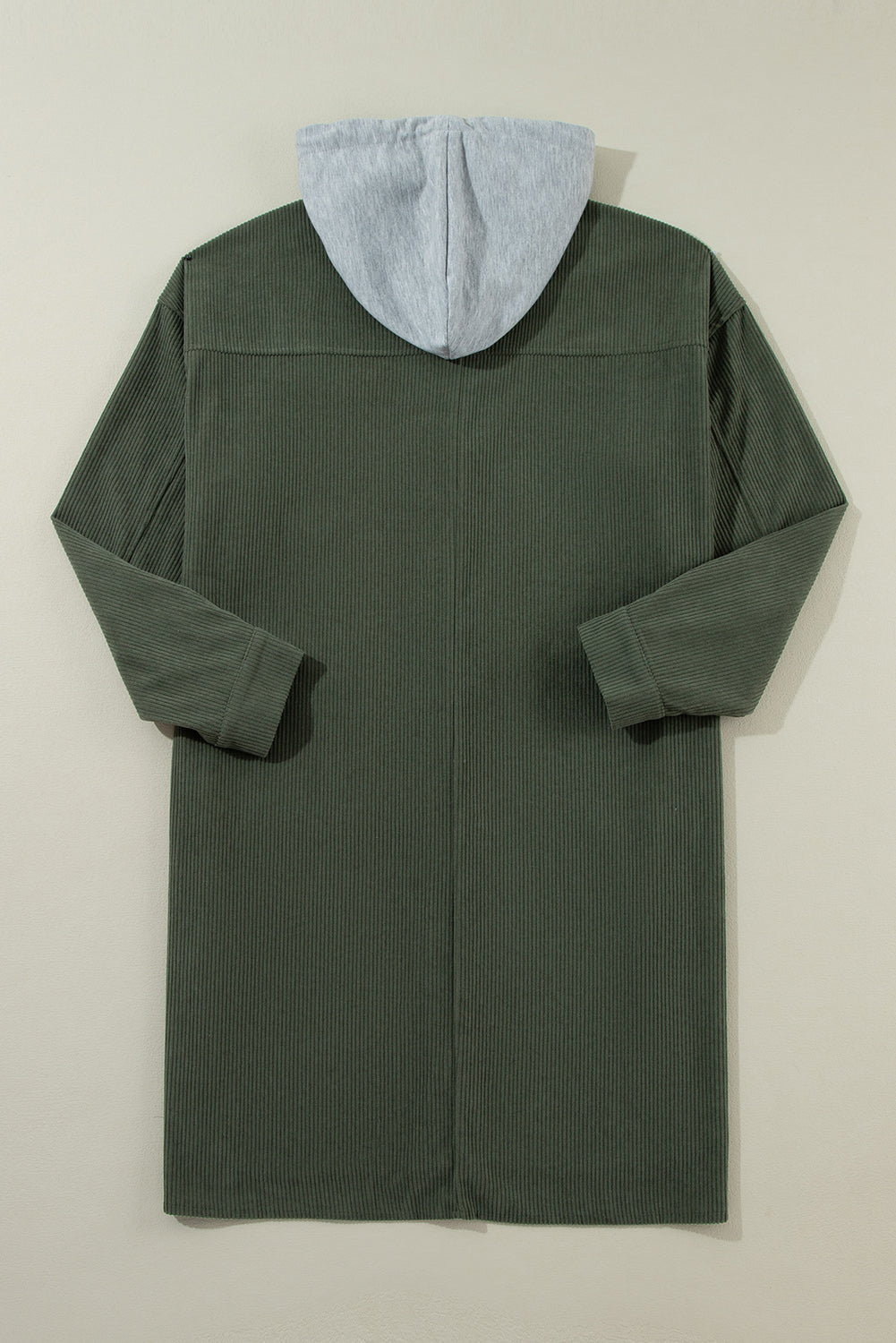 Surprised hooded jacket in ribbed velvet contrast jungle