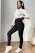 Solid black thermal lined leggings with drawstring waist