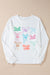 White loose sweatshirt with bow tie pattern and dropped shoulders