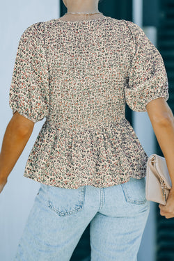 Top con mangas hinchadas y estampado floral