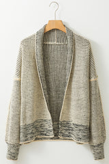 Cardigan ouvert sur le devant à carreaux abricot et bordure contrastée-A WOMAN WE LOVE