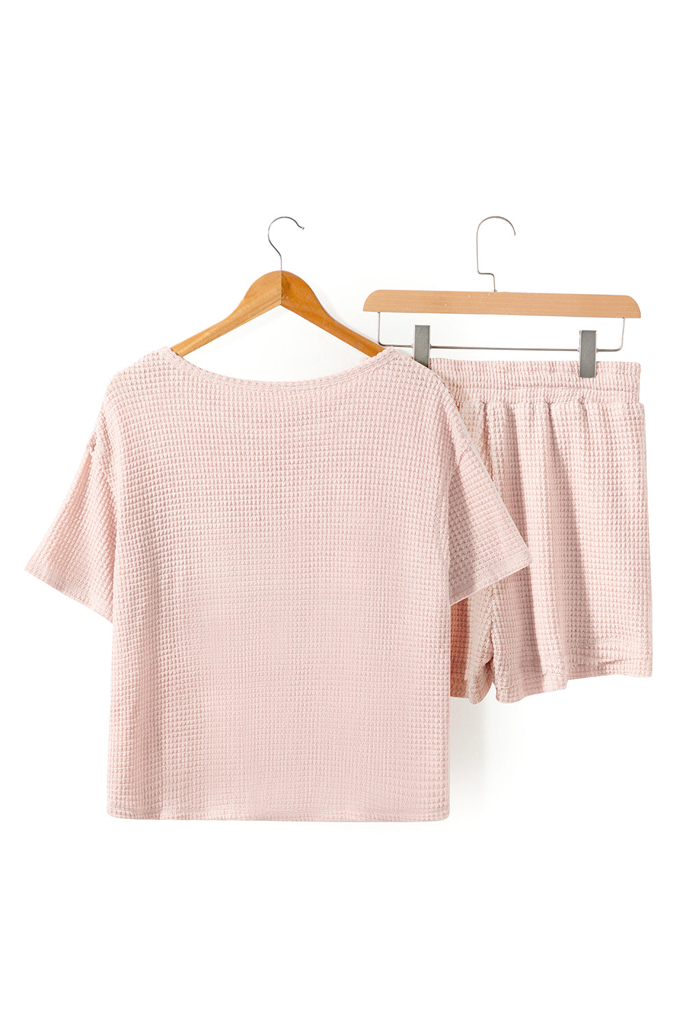 Abricot Pink Waffle Treer T-shirt à manches courtes et shorts Lounge