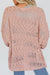 Pink Casual Hollow Knit Dolman Sleeve Cardigan