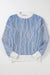 Dark blue striped textured knit loose sweater with contrasting edges