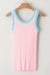 Pink tank top in U in ribbed knit *