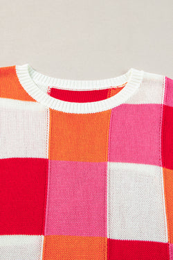 Fifthly red color blocking sweater