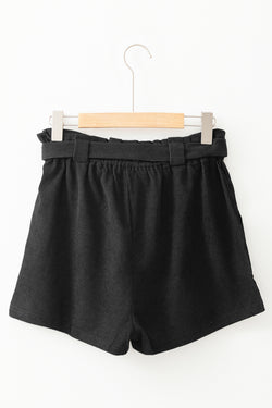 Black -mixed cotton knit shorts with pockets