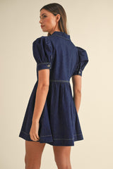 Vestido de mezclilla azul sucio, corpiño con cremallera *