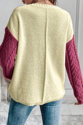 Color Block sweater with plated pockets and drooping shoulders