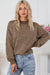 Brown Crew Neck Drop Shoulder Sweatshirt