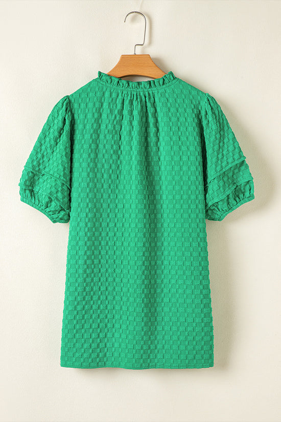 High textured green with short sleeves *