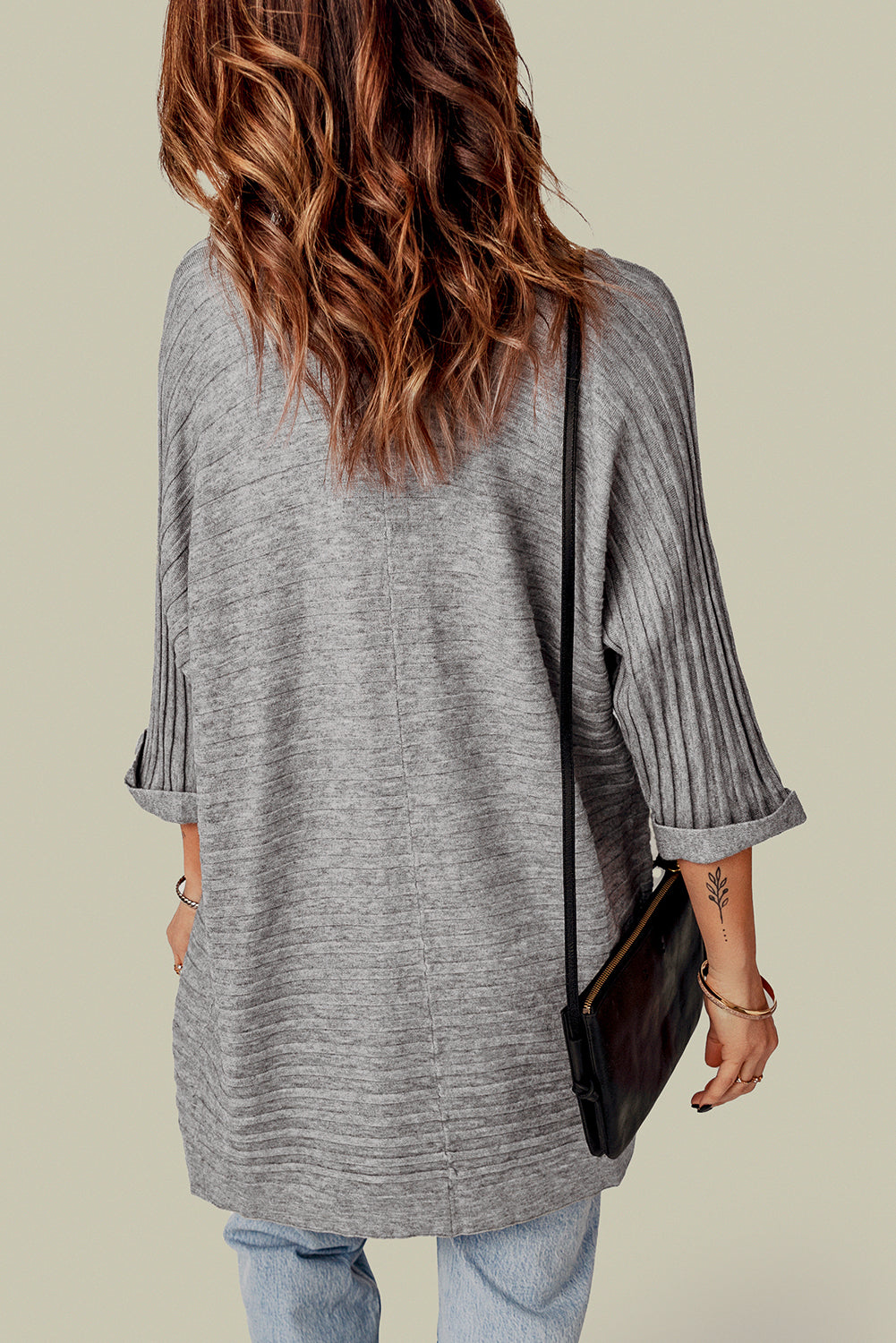 Cardigan en maille côtelé gris ouvert sur le devant-A WOMAN WE LOVE