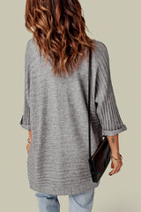 Cardigan en maille côtelé gris ouvert sur le devant-A WOMAN WE LOVE