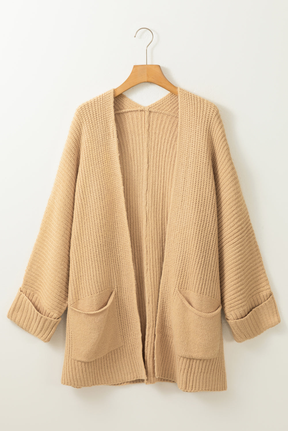 Apricot Oversized Fold Over Sleeve Sweater Cardigan