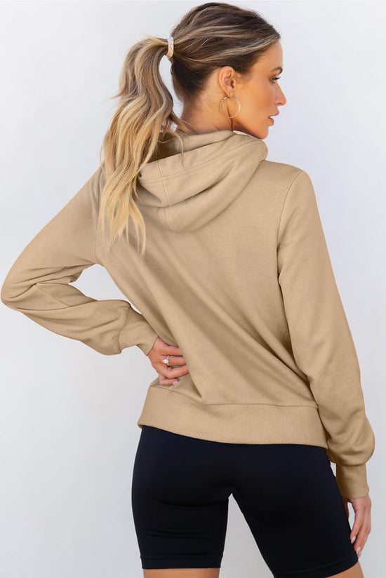 Parchment Cozy Drawstring Hoodie with Zippered Pocket