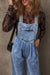 Light Blue Wide Leg Denim Overalls with Buttoned Straps