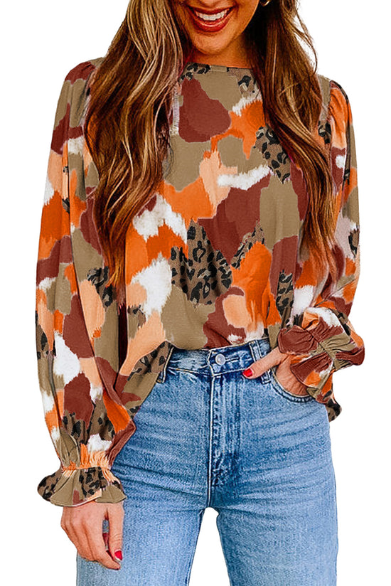 Long sleeve blouse abstract print