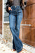 High wave flared jeans with pocket and seams sewn