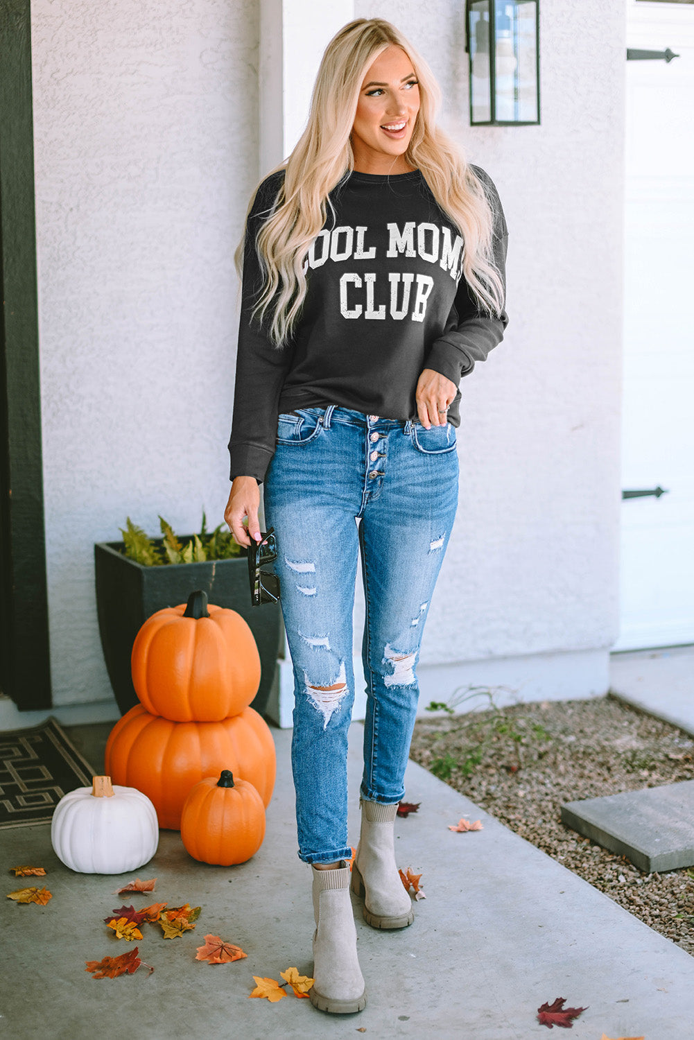 Grau Cool Moms Club Drop Schulter -Sweatshirt