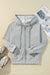 Light Grey Zip Up Hoodie Lined with Solid Color Fleece