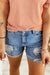 Sky Blue Ripped and Distressed Denim Shorts with Rolled Hem