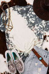 Western gray-fashioned whiten t-shirt