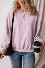 Sweat-shirt à épaules tombantes et manches chauve-souris avec coutures apparentes et pétales d'orchidées