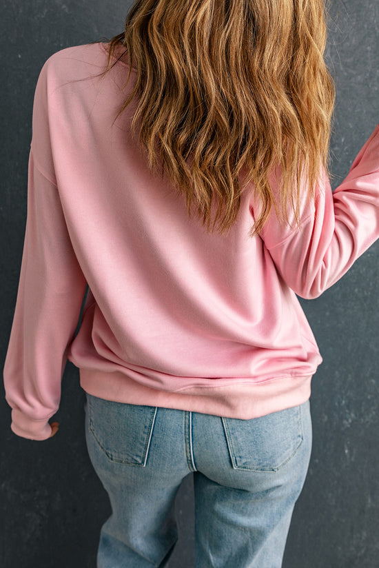 Classic solid pink crew neck sweatshirt