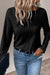 Black long sleeve top with floral lace eyelets