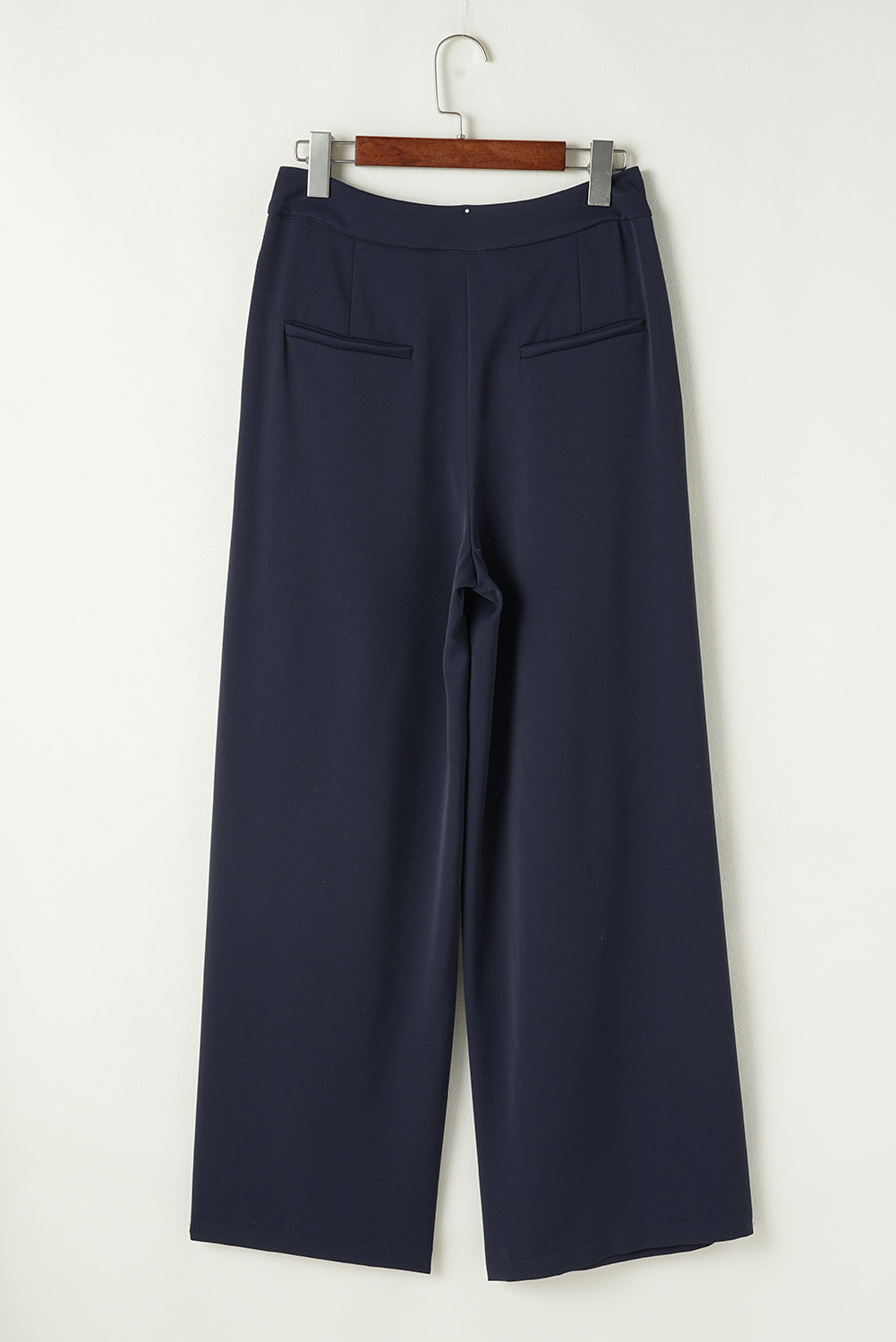 Dirty Blue Double Button High Waist Pleated Wide Leg Pants