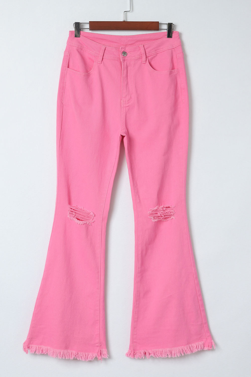 Jeans de dobladillo de pierna rosa de cintura rosa de cintura vintage