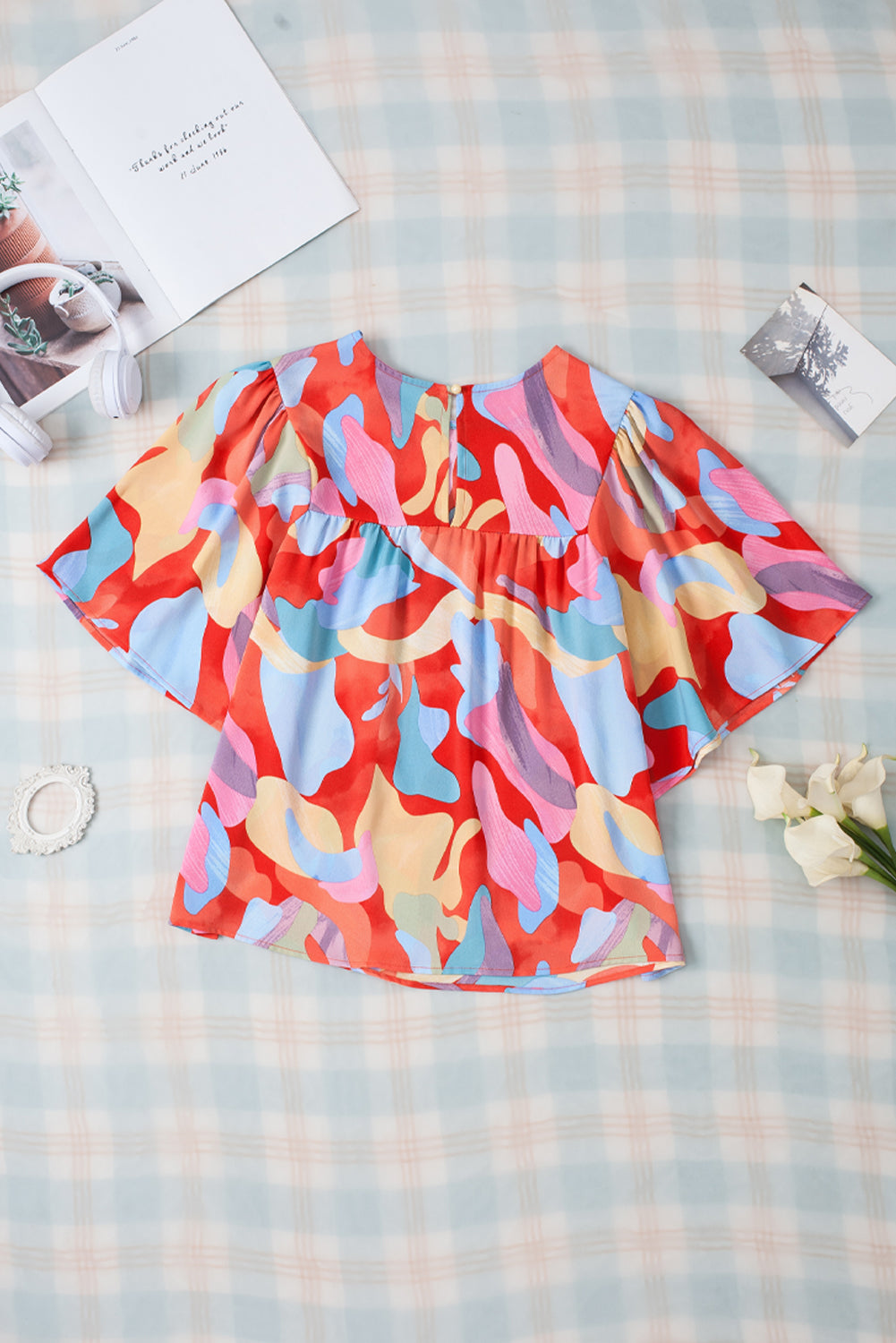Blouse multicolore à col abstrait-A WOMAN WE LOVE