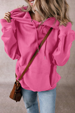 Bonbon Fleece Lined Drawstring Hoodie with Kangaroo Pocket