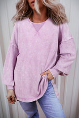 Sweat-shirt à épaules tombantes et délavé minéral Orchid Petal