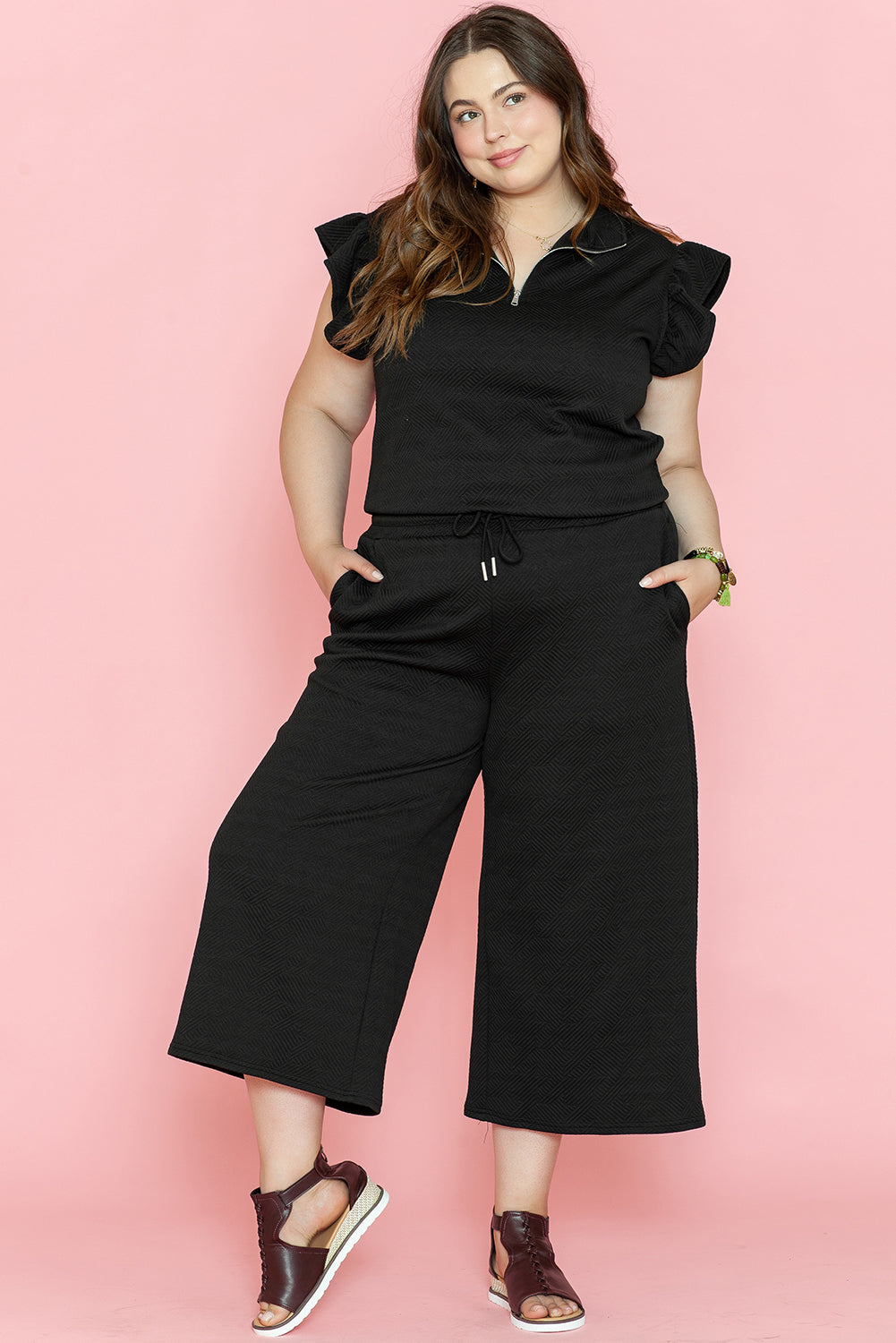 Ensemble grande taille  pantalon large noir avec haut *-A WOMAN WE LOVE