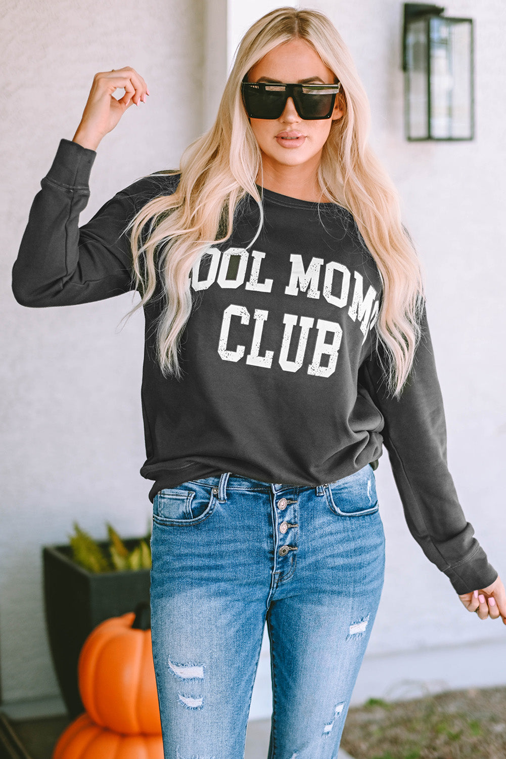 Grau Cool Moms Club Drop Schulter -Sweatshirt