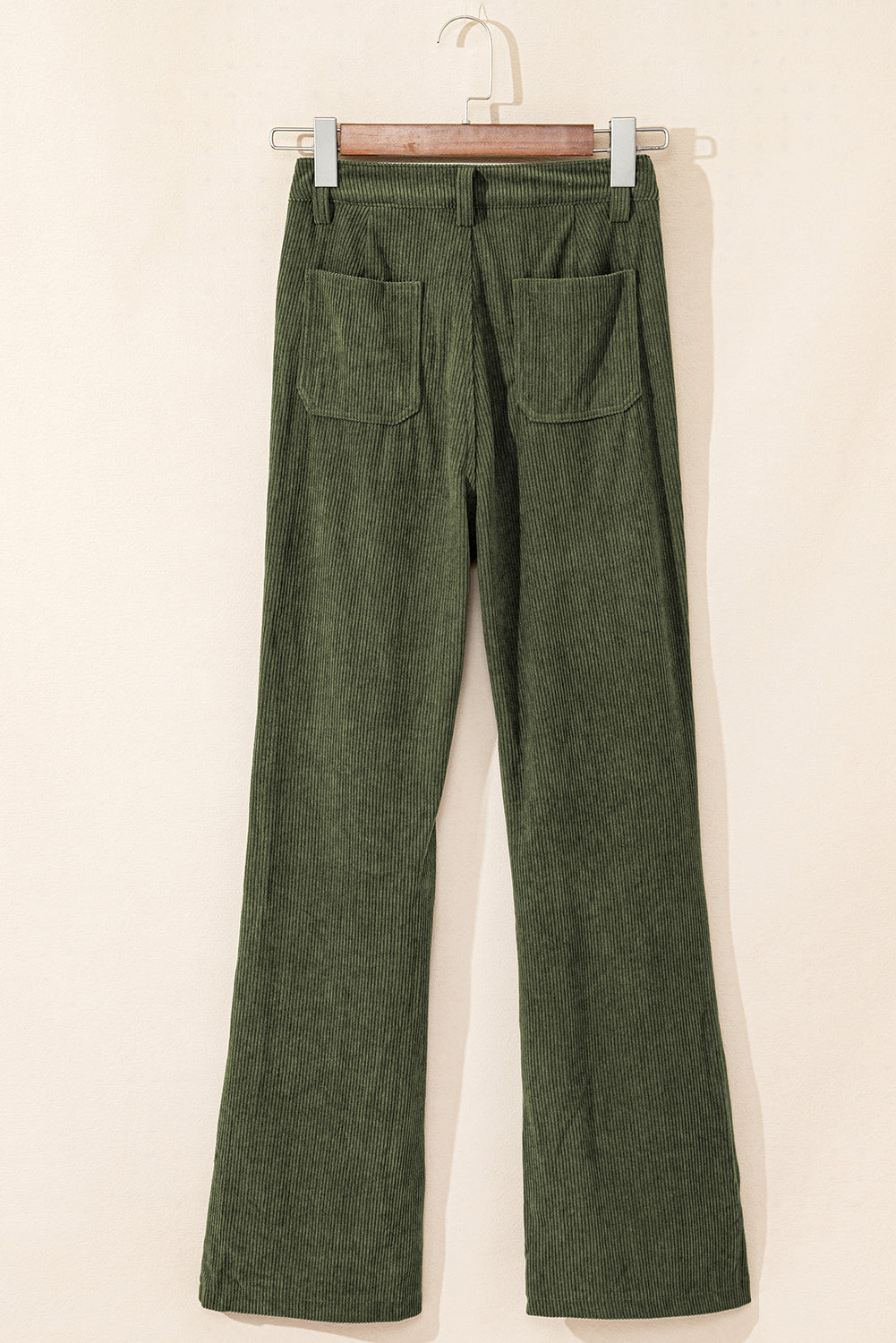 Pantalones de pana con bolsillos cuadrados y cintura alta verdes